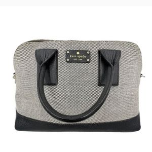 Kate Spade Wellesley Tweed & Black Leather Tote Bag